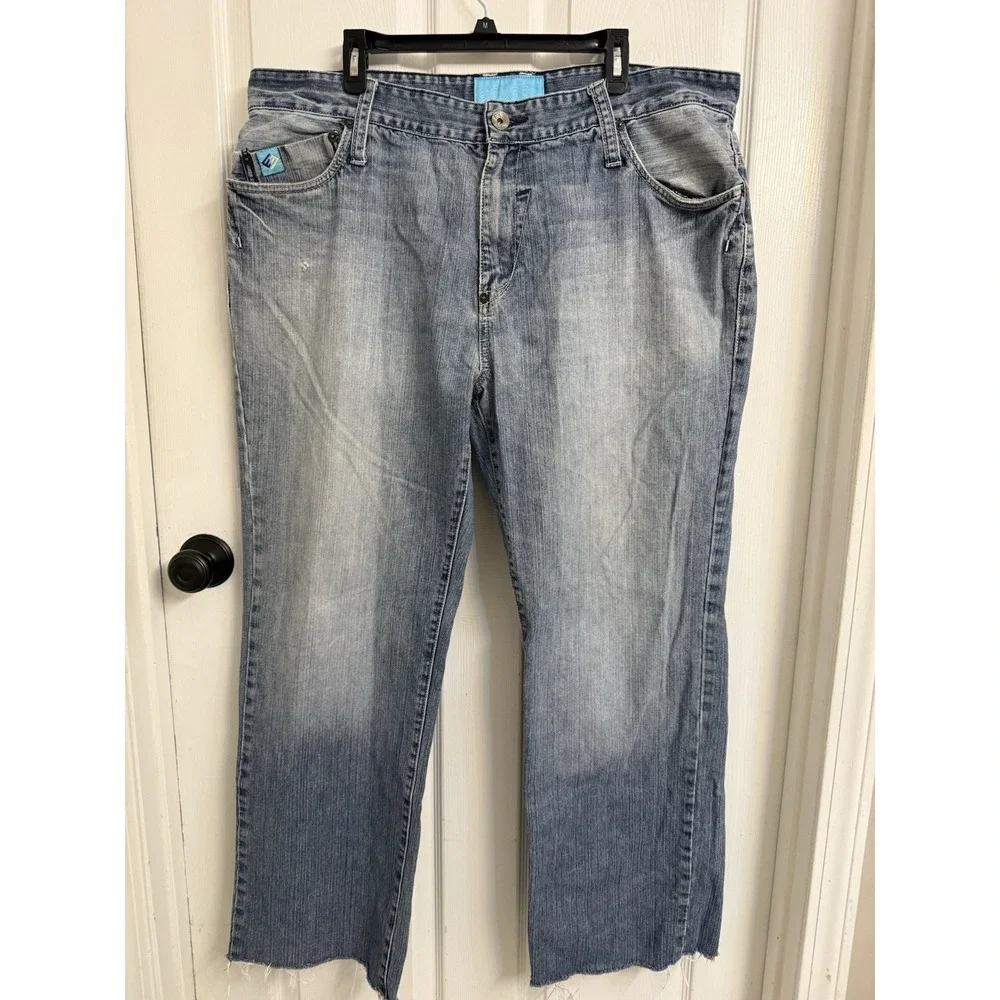ENYCE Jeans Men's 42x31 Raw Hem Y2K 90's Denim Baggy Wide Leg Skater Grunge